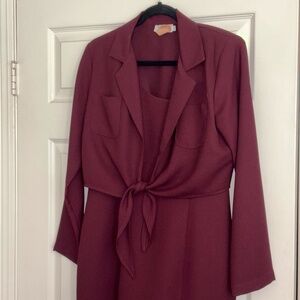Caren Desiree Company _ Red 2 Piece Dress with Shirt _ Women's Size 10 (1990s)